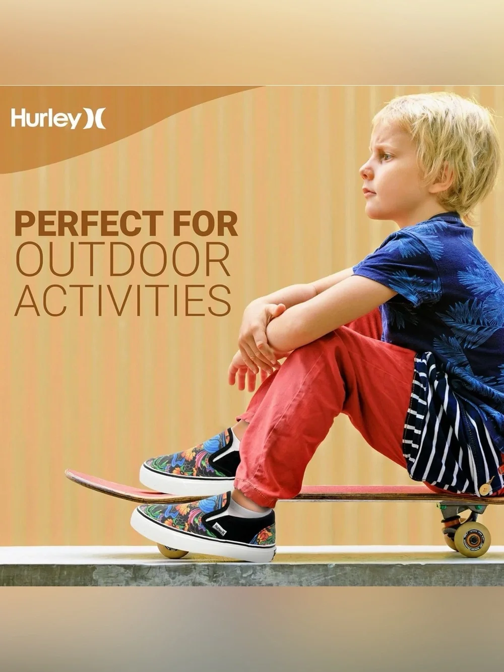 Hurley Women's Black Slip-On Sneakers with Multicolor Floral Print